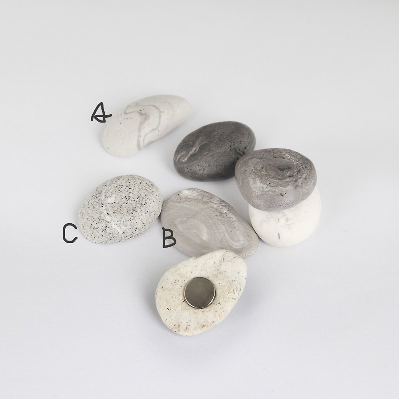 不老石│小石Powerful magnet│Imitation stone│Unique │Light Clay#008 - Magnets - Clay Silver