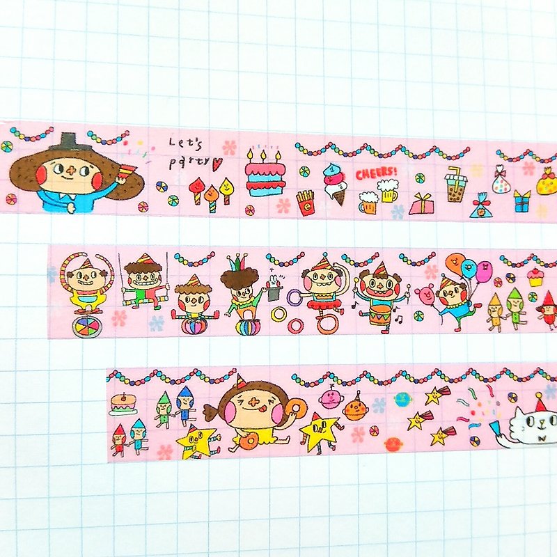 Flower tape - PARTY TIME (pink - engraved version) - Washi Tape - Paper Pink
