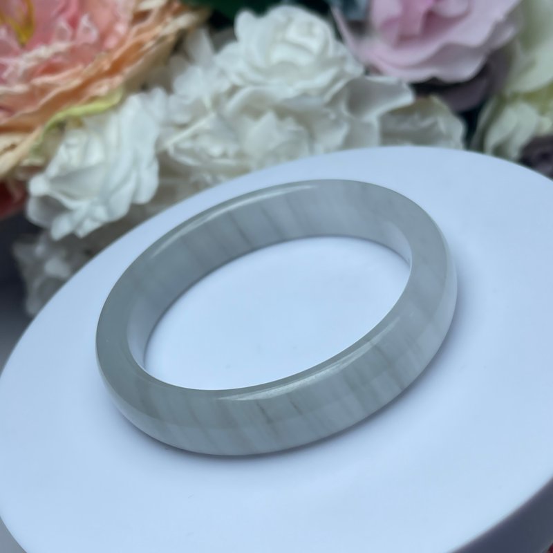 NO.195星輝尋夢 煙灰平安鐲 高冰時尚灰 手鐲 內徑 60 MM 圈口 - 手鍊/手環 - 玉石 灰色
