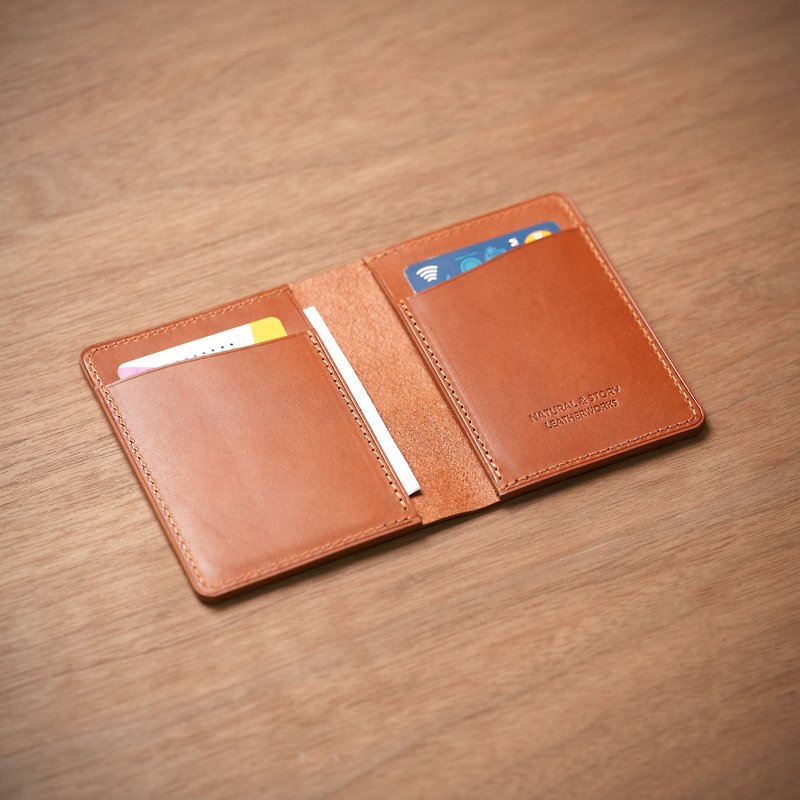[NS handmade leather goods] card holder, business card holder, short clip (free printing) - กระเป๋าสตางค์ - หนังแท้ 
