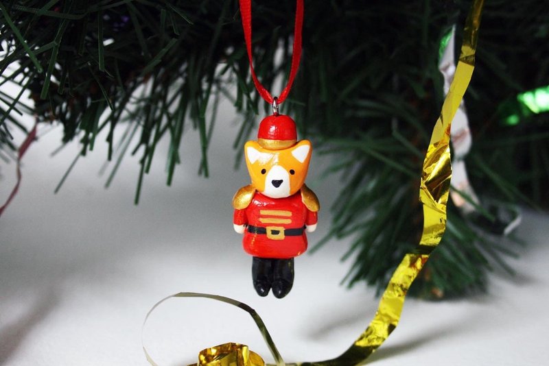 Welsh Corgi Dog Nutcracker Ornament Christmas Tree - ตุ๊กตา - ดินเหนียว ขาว