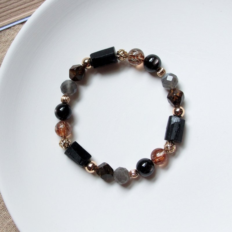 The last offer∣ Black Tourmaline Black Gold Super Seven Gold Lucky Stone Lucky Bracelet - สร้อยข้อมือ - เครื่องประดับพลอย สีดำ