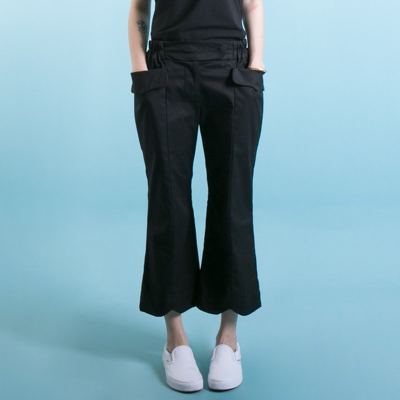 Dark buckle bag pants black - Women's Pants - Cotton & Hemp Black
