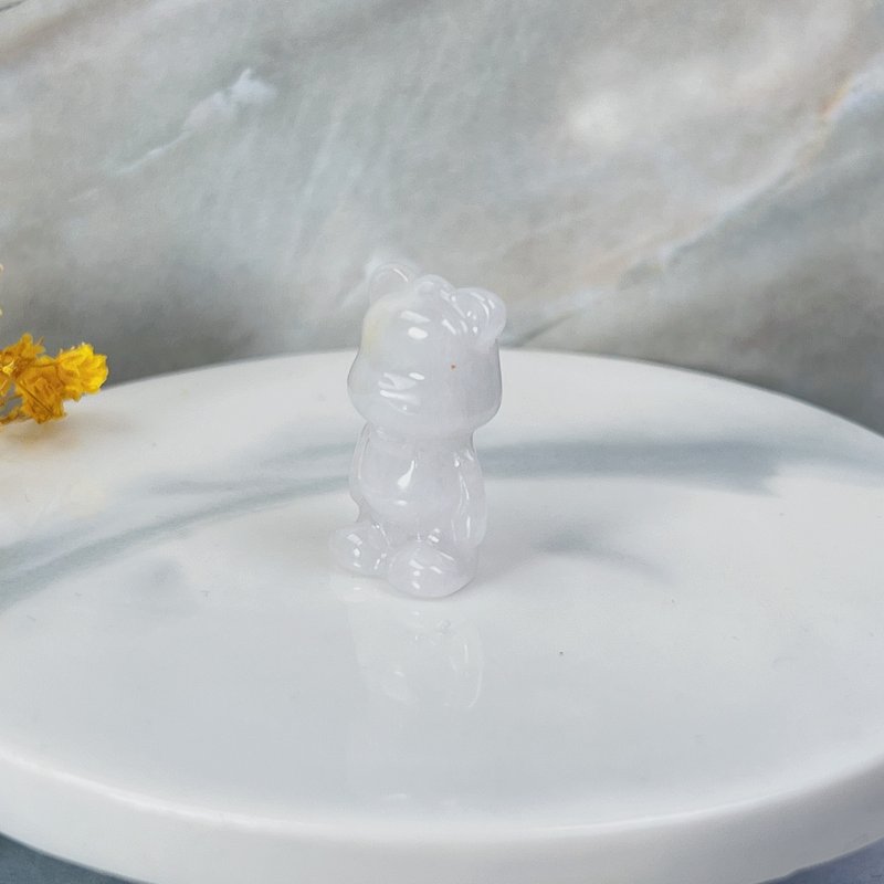 【熊熊玉見你】冰糯翡翠可愛小熊吊飾 | 天然緬甸玉翡翠A貨|送禮 - 其他 - 玉石 白色