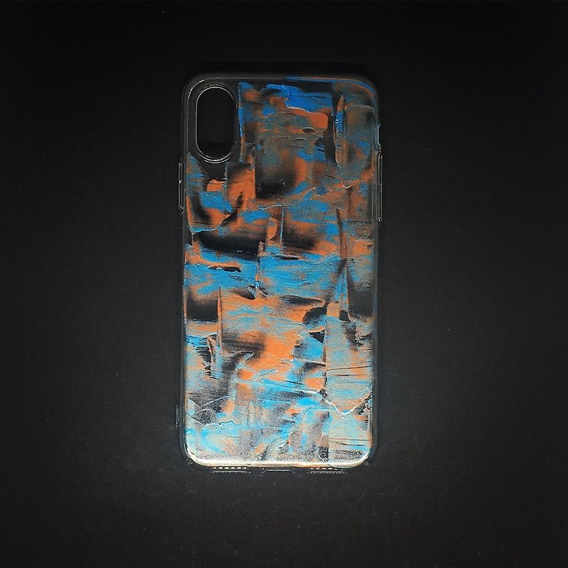 Acrylic 手繪抽象藝術手機殼 | iPhone X/XS |  Warm & Cold - 手機殼/手機套 - 壓克力 藍色