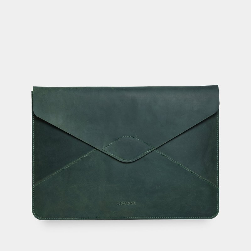 Vintage green leather laptop sleeve – Protective computer case - Tablet & Laptop Cases - Genuine Leather Green
