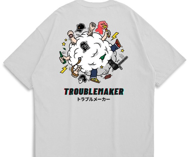 CREEPS-STORE】Troublemaker Logo Oversized Printed T-shirt - Shop