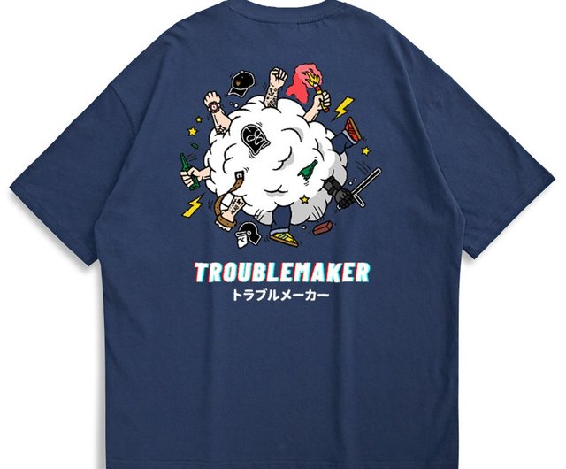 CREEPS-STORE】トラブルメーカー ルーズヘビープリントTシャツ 210g