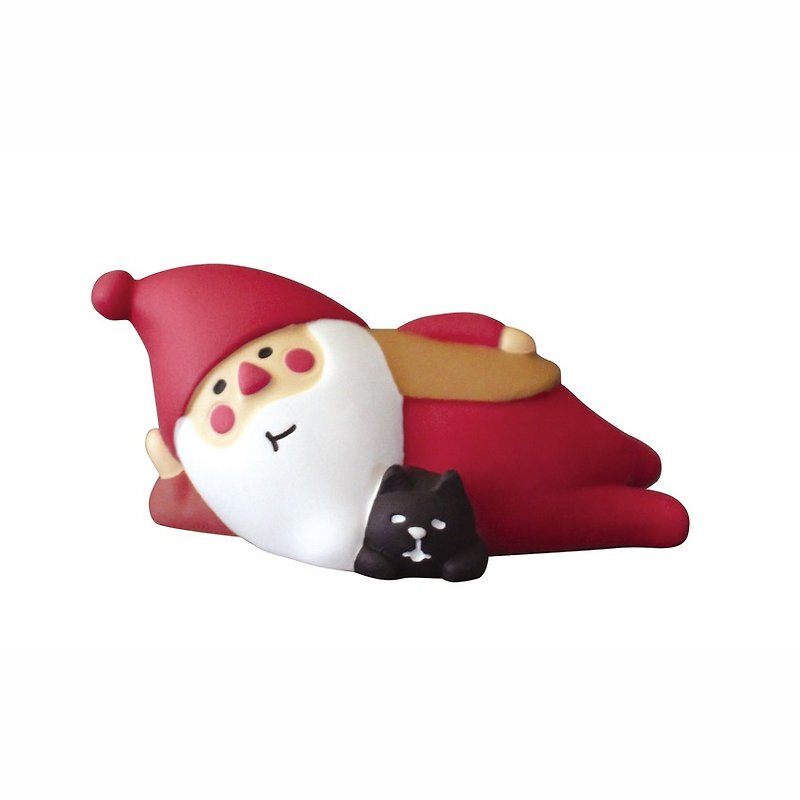 [Japan Decole] Christmas limited edition ornaments ★ concombre Santa Claus and cat nap - ของวางตกแต่ง - วัสดุอื่นๆ สีแดง