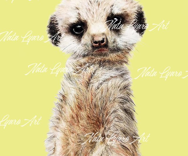 ミーアキャット かわいい動物のグラフィック 齧歯動物のアート 印刷可能 デジタル7 9 3インチ ショップ Natalyaroart イラスト 絵画 カリグラフィー Pinkoi