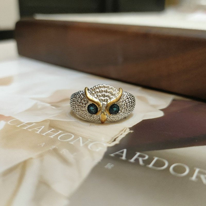 Le Bonheur Stone Owl Ring Opening Adjustable (Valentine's Day Birthday Gift) - แหวนทั่วไป - เครื่องประดับพลอย สีเขียว