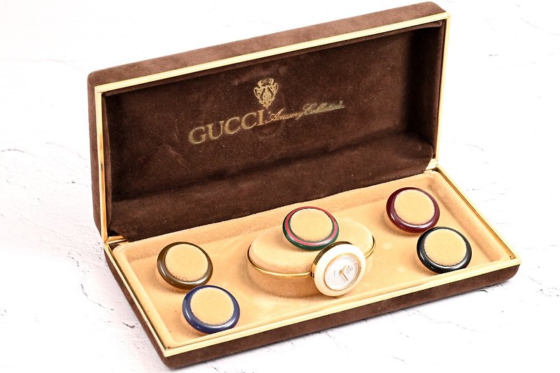 Vintage GUCCI Change bezel watch bangle watch QUARTZ 6 colors Cal.6820 w/Box - นาฬิกาผู้หญิง - สแตนเลส 