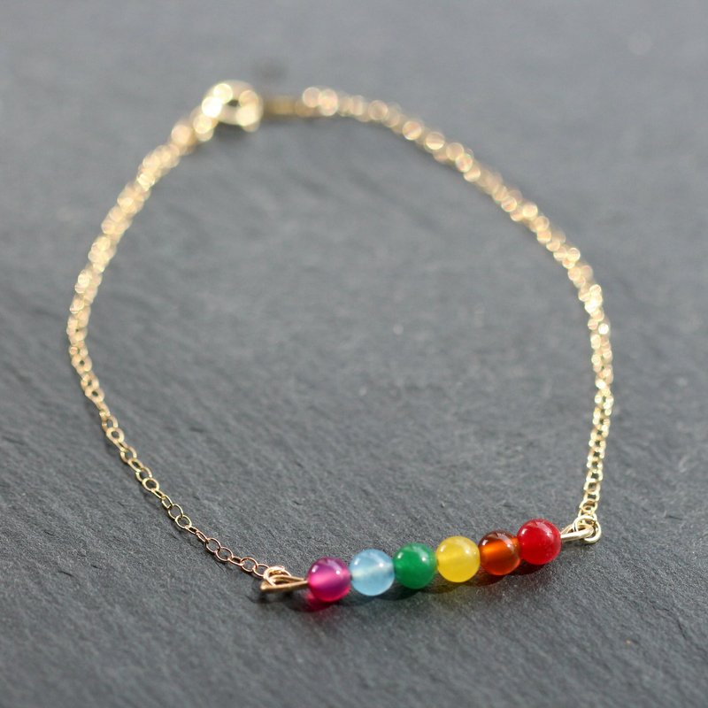 14kgf Rainbow Mix Stone Blacelet - 手鍊/手環 - 石頭 多色