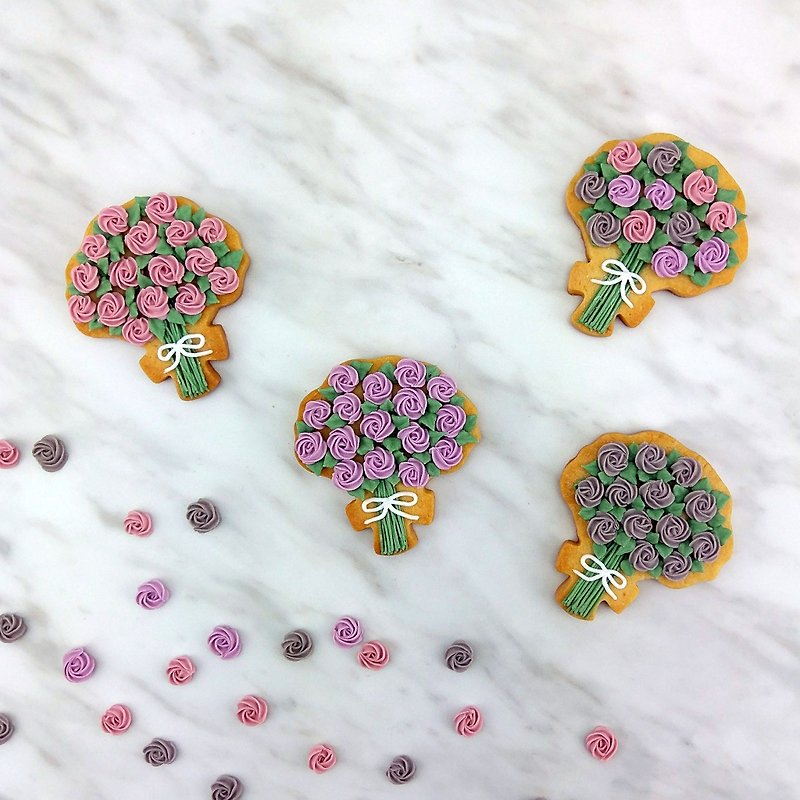 Hand-made by Leona ((Happiness Bouquet)) -10 pieces - คุกกี้ - อาหารสด หลากหลายสี
