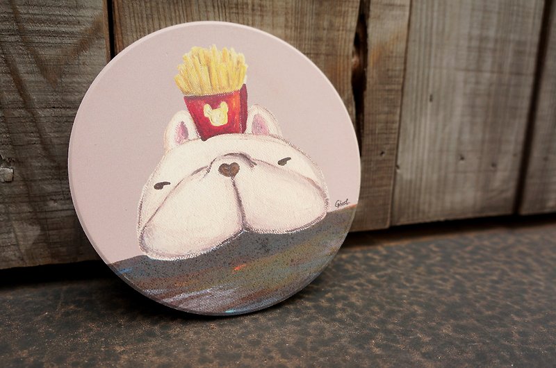 (Sold out) French bucket suction coaster-I really want to eat French fries - ที่รองแก้ว - วัสดุอื่นๆ 