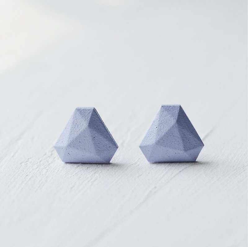 Oven clay earrings, Triangle M, Smoky Blue - Earrings & Clip-ons - Pottery Blue