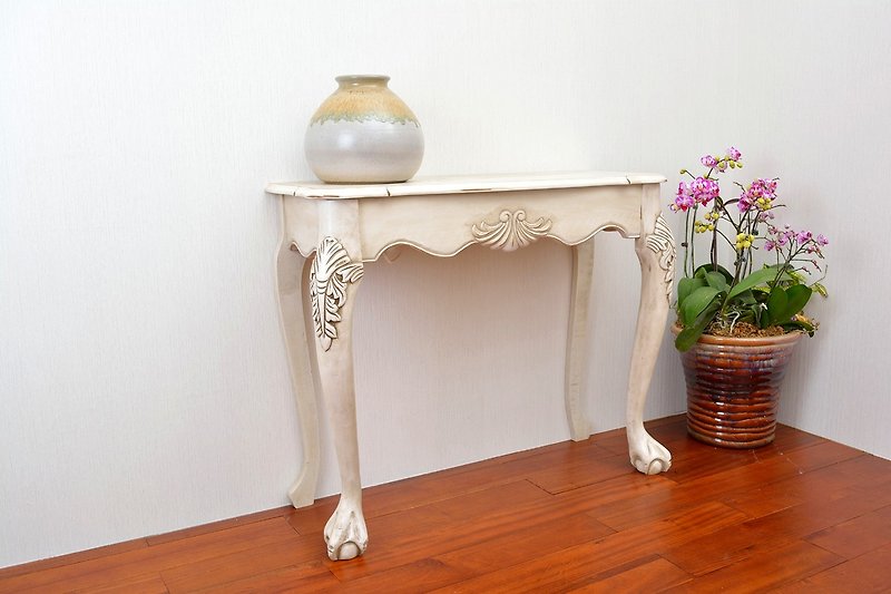 Rustic Vintage Distressed Side Table (Concourse Table) - White - เฟอร์นิเจอร์อื่น ๆ - ไม้ 