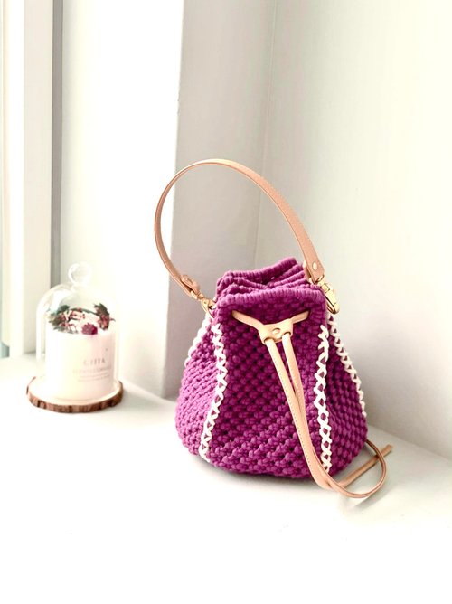 CHRIS Art Studio Diy 水桶束口編織包【Macrame bag kit 】材料包