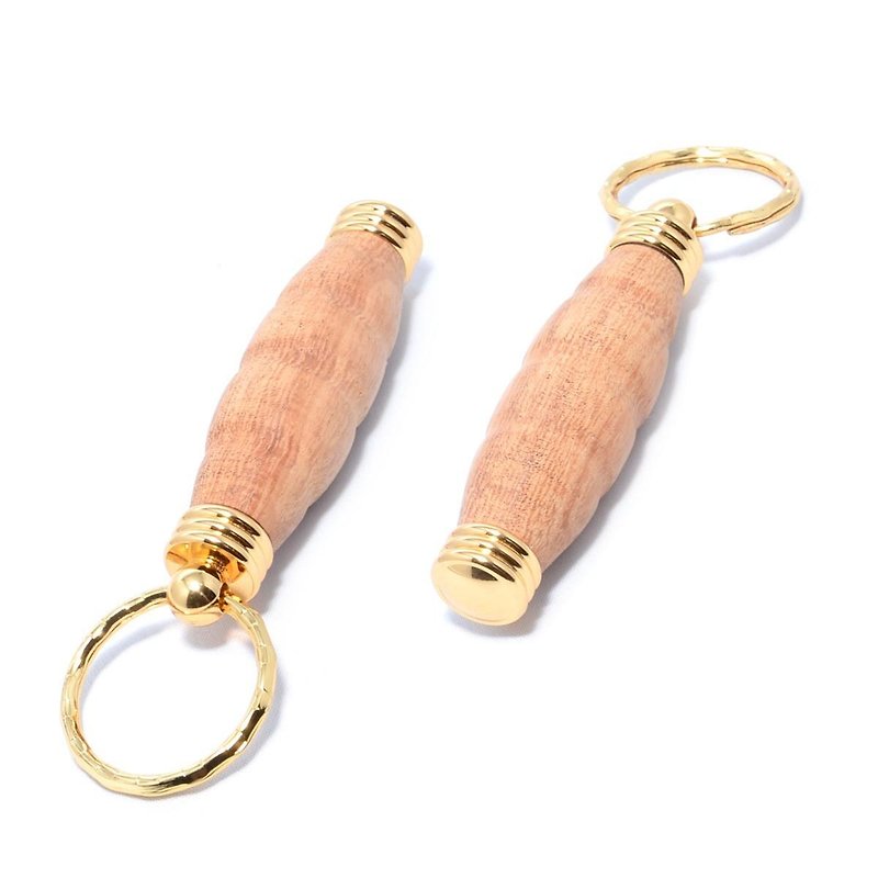 Handmade wooden portable toothpick holder key chain (Mesquite; 24-karat gold-plated) TOOTH-24G-MESQ - Charms - Wood Khaki
