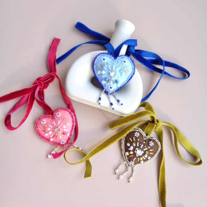 Heart Embroidery Bead Bag Charms - Other - Thread 