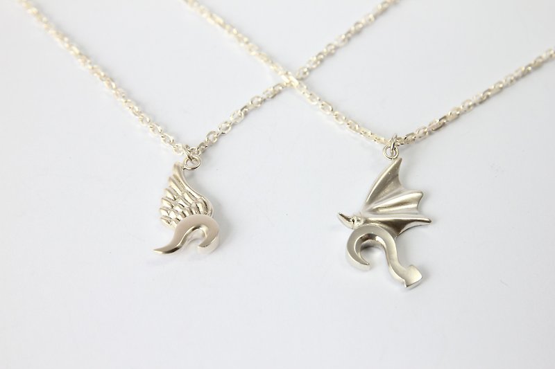 // Haus // handmade silver chains angel devil - Necklaces - Other Metals Silver