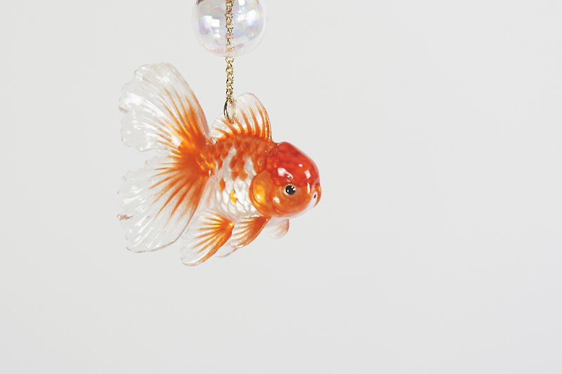 Red and white Thai lion goldfish smart earrings ear clips independent design transfer lucky creative jewelry exchange gifts - Earrings & Clip-ons - Resin Orange