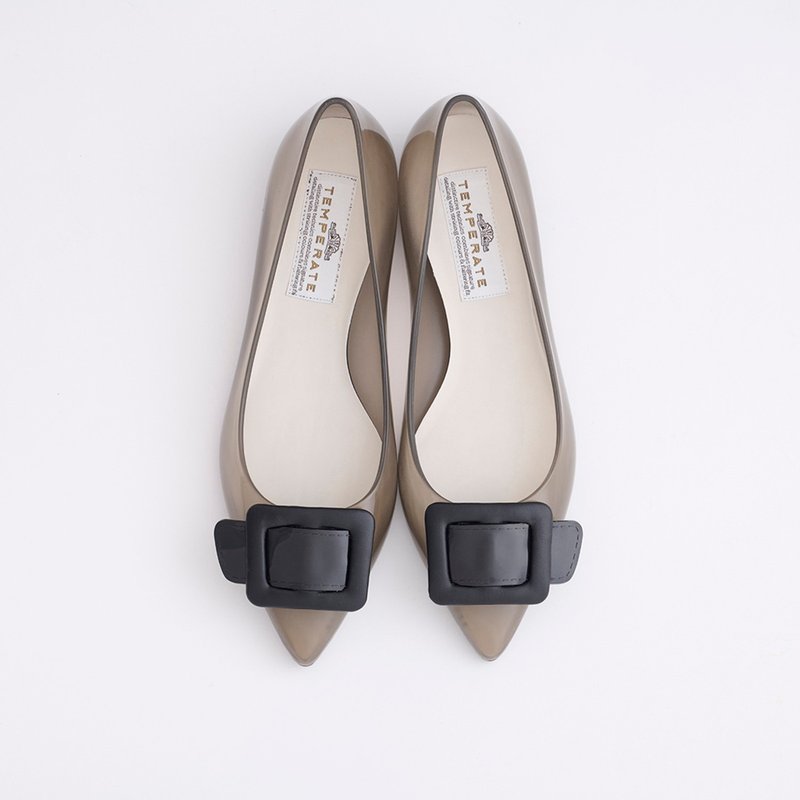 NINA (CLEAR BLACK) PVC POINTED TOE FLATS  ポインテッドトゥ パンプス - 雨鞋/防水鞋 - 防水材質 黑色