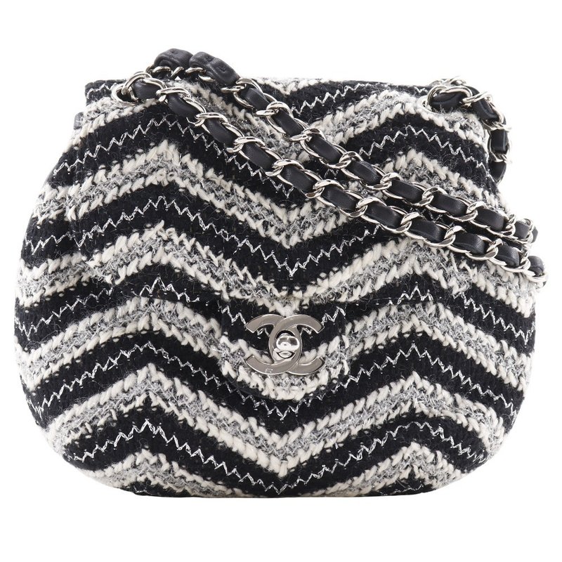 【日本直送】シャネル CHANEL チェーンショルダー ショルダーバッグ ダブルチェーン ポシェット ツイード 黒/白 レディース【中古】 - 側背包/斜背包 - 棉．麻 黑色