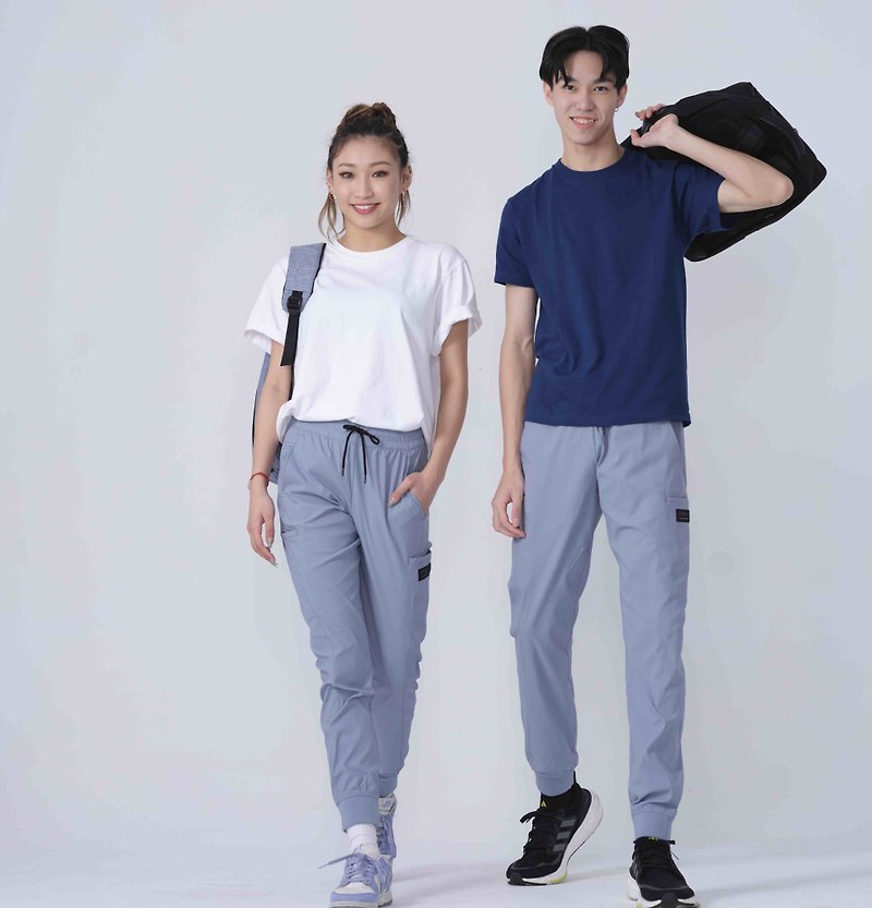AM007 AMSTERDAM Multi-Functional Sporty Casual Pants– ICE Blue Grey - Unisex Pants - Other Man-Made Fibers Gray