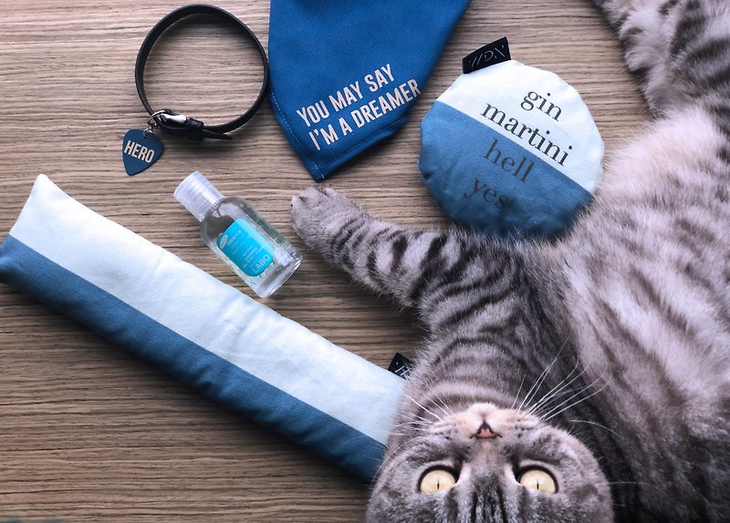 Nordic Cat Goodie Bag "Nordic Boy" with FREE hand sanitiser (50ml) - Pet Toys - Cotton & Hemp Blue