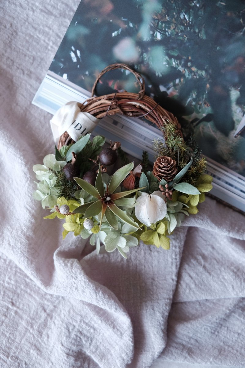 Wreath Wall Decoration-Fruit Wreath Forest Wreath West Asia (with handwritten English blessing card) - Dried Flowers & Bouquets - Plants & Flowers Green