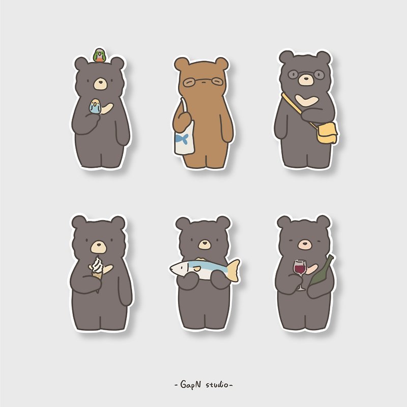 MangKud and Lamud Bear Hobbies Sticker 2024 collection - สติกเกอร์ - วัสดุกันนำ้ สีนำ้ตาล