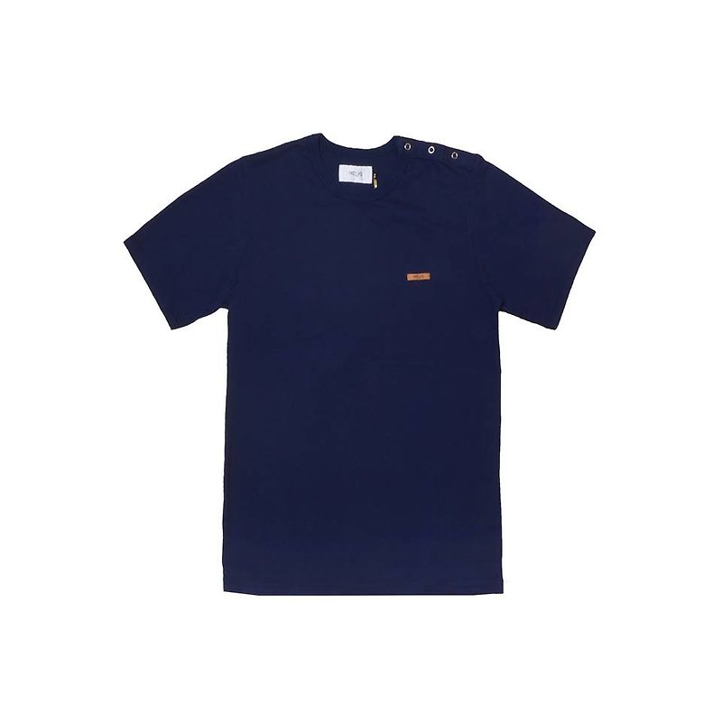 oqLiq - one way 開肩素面T-shirts(藍色棉質) - 男 T 恤 - 棉．麻 藍色