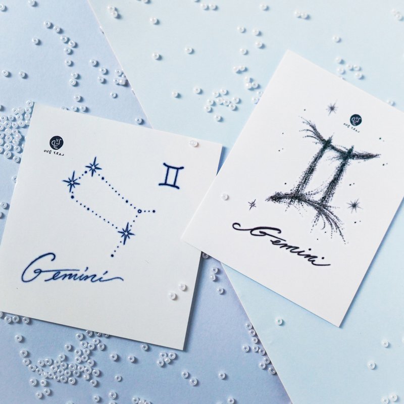 Gemini Horoscope Tattoo Zodiac Sign Symbol Tattoos Temporary Tattoo Stickers - Temporary Tattoos - Paper Silver