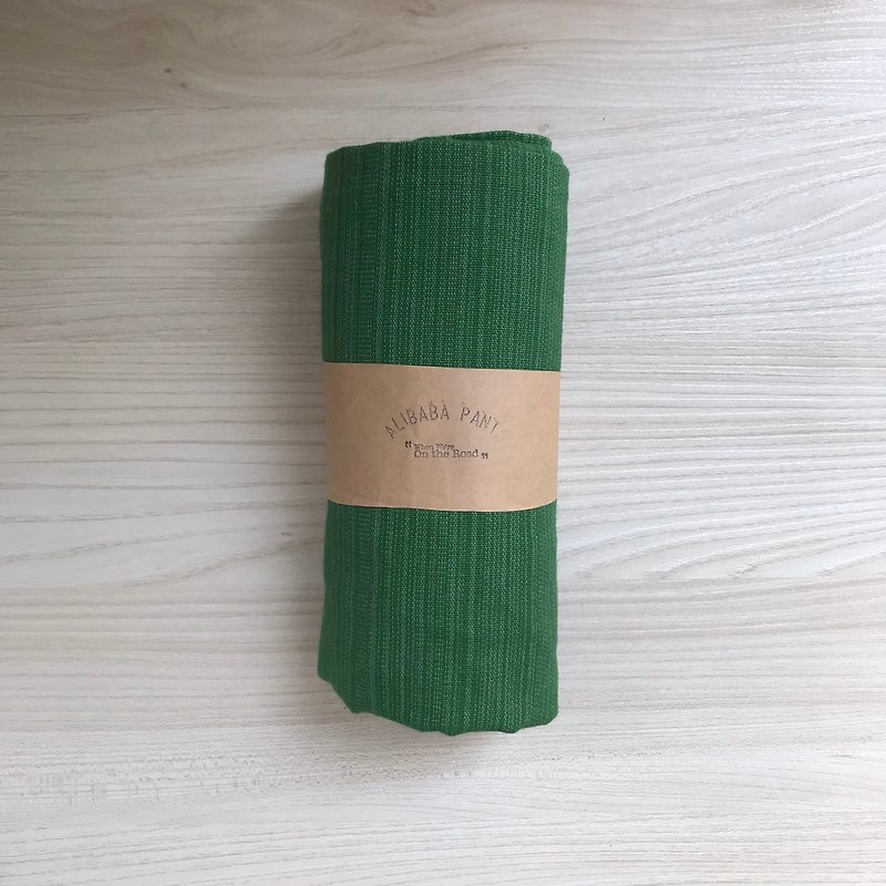 Travel x Thai - Elibaba stripe pants (cotton, Linen)(single bag) (trousers pants) (green) - Unisex Pants - Cotton & Hemp Green
