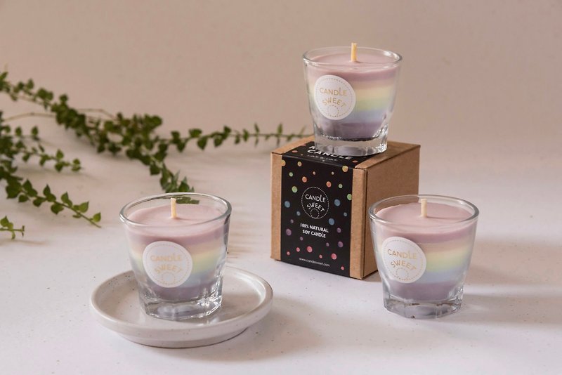 3-pack Rainbow Candle - Soy Wax Unscented Candle 50ml - Candles & Candle Holders - Wax Multicolor