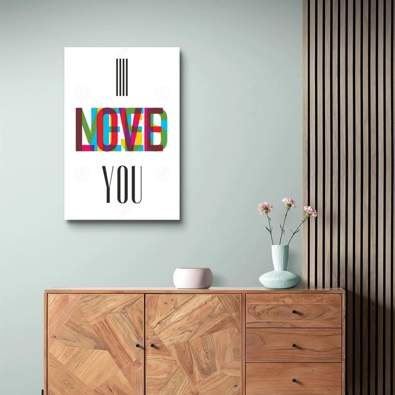 I LOVE-MISS-NEED YOU giclee frameless painting - โปสเตอร์ - เส้นใยสังเคราะห์ 