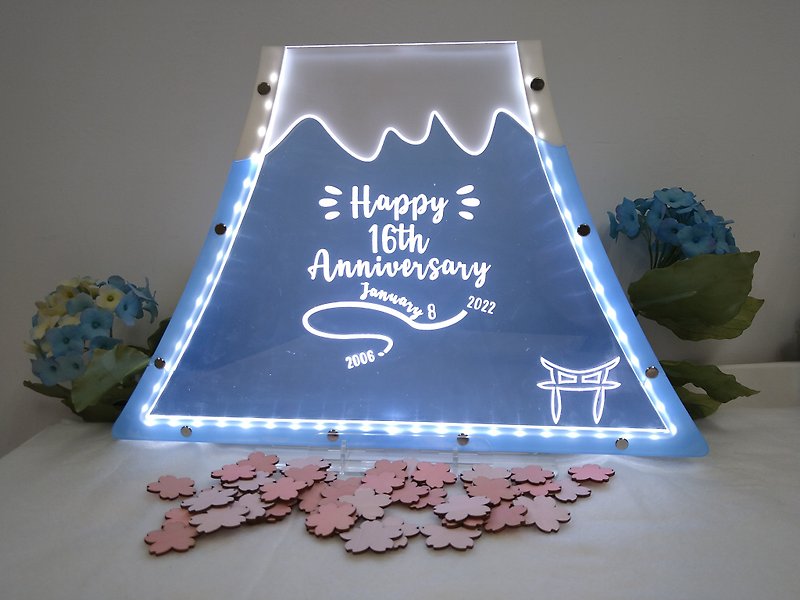 Standard Size - Fuji Mountain Guest Book Alternatives LED lights - - Items for Display - Plastic Blue