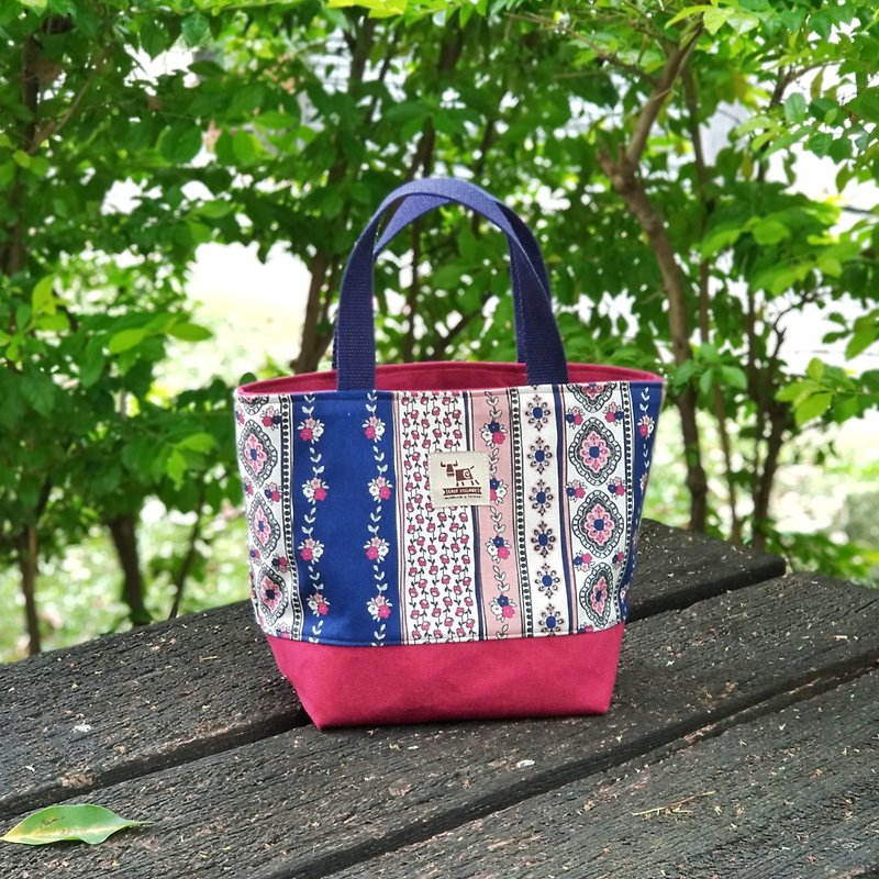 Maverick Village Tote Bag/Canvas Bag/Lunch Bag Floral Bohemia [Guteng Court] - Handbags & Totes - Cotton & Hemp Red
