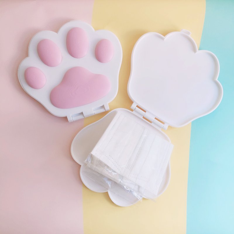 Meow pink paw face mask case - Storage - Plastic White