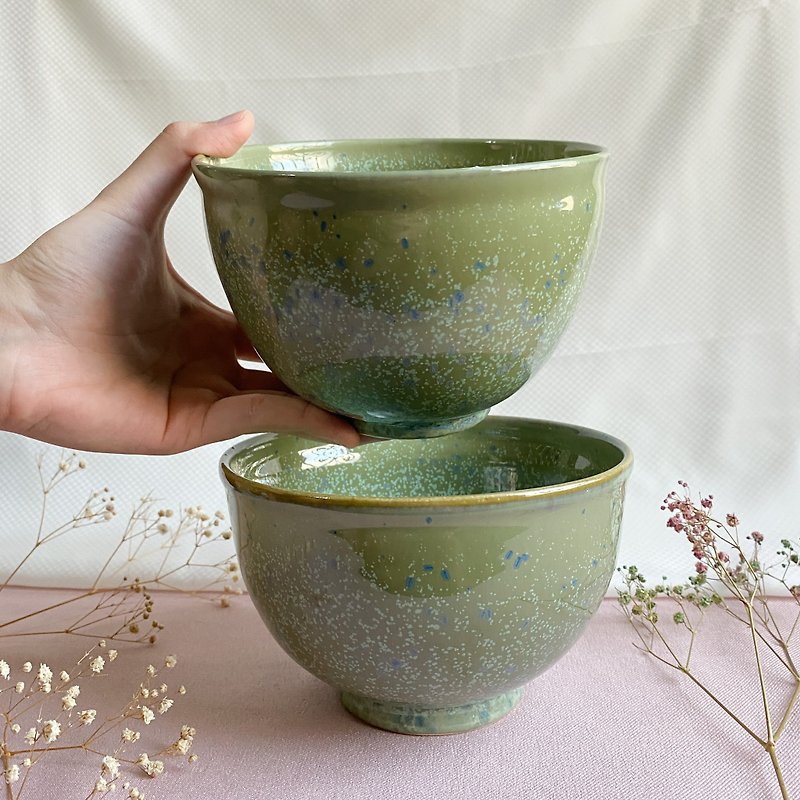手作りお椀 陶芸 陶器 めしわん - 茶碗・ボウル - 磁器 グリーン