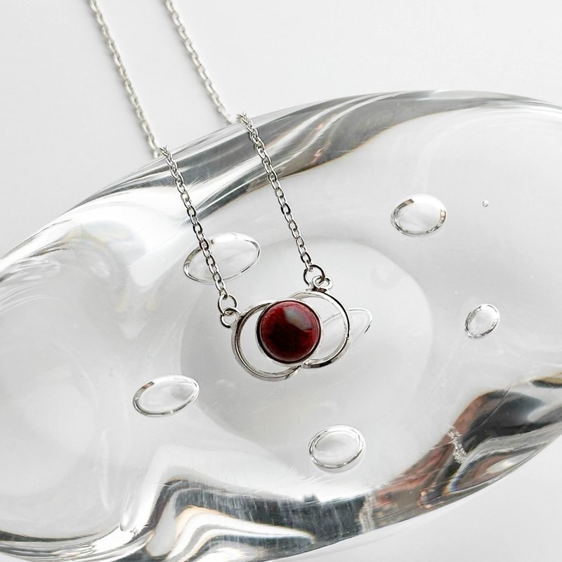 二ツ輪【Garnet】 七宝焼ペンダント 純銀張七宝 - 項鍊 - 玻璃 紅色
