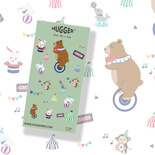 HUGGER HUGGER 割型貼紙 圖樣-馬戲團 魔術兔兔 防水不乾膠貼紙