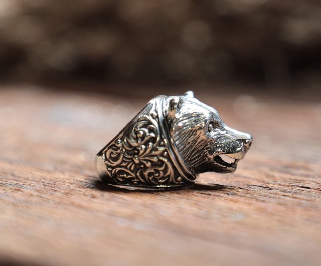 Gothic Teddy Bear ring men sterling silver 925 biker celtic punk