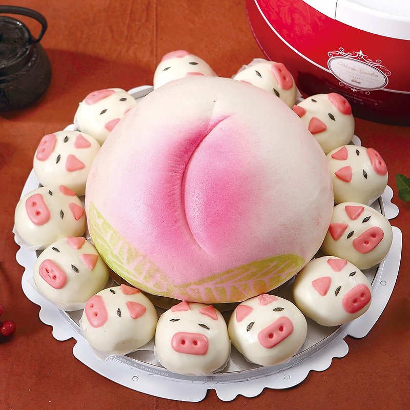 【Hepingshou Peach】12-inch Animal Mother Peach - เค้กและของหวาน - วัสดุอื่นๆ สึชมพู