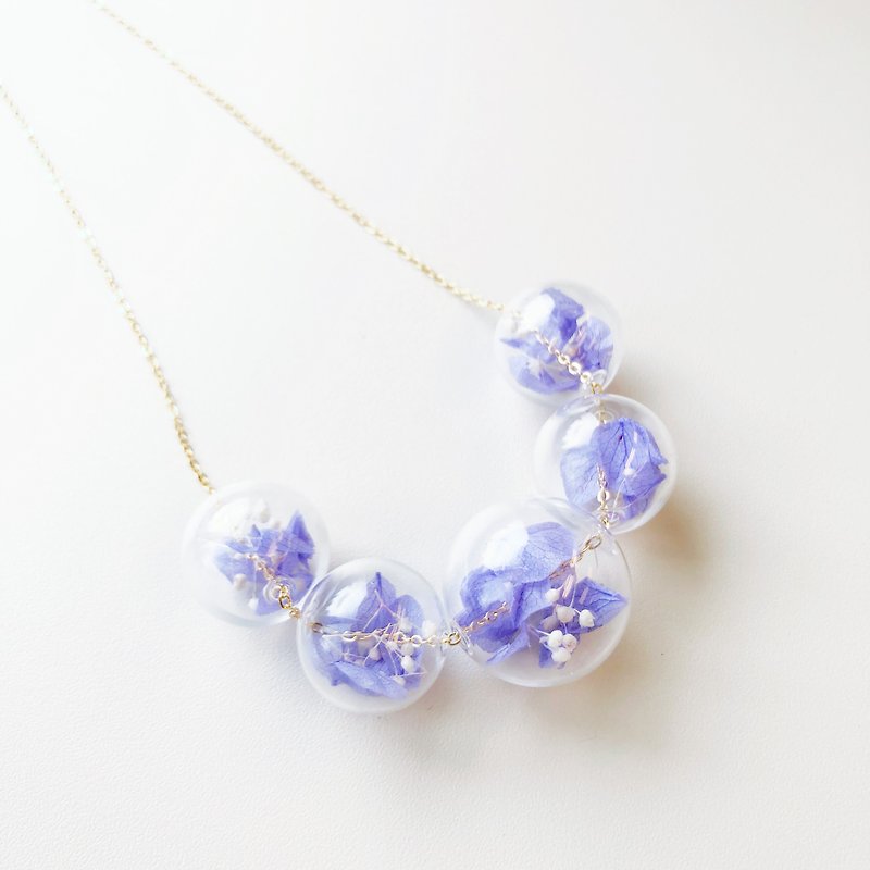 Preserved Flower Planet Ball Pastel Purple Lavender  Necklace  - Chokers - Glass Purple