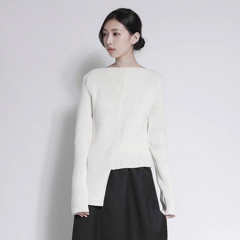 Splendid smashed super long sleeve shirt_7AF005_羽白 - Women's Sweaters - Cotton & Hemp White