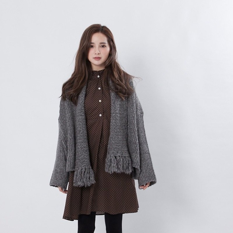 Ruth tassel twist cardigan / gray - Women's Sweaters - Polyester Gray