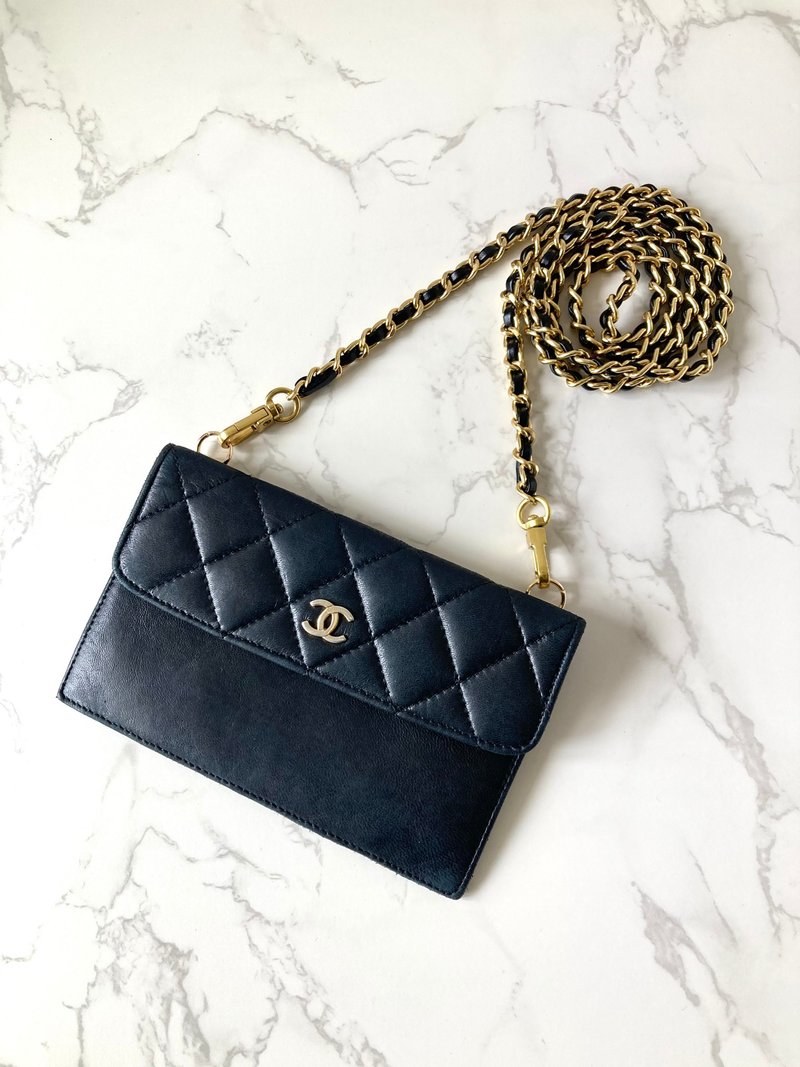 中古包 Chanel黑色小羊皮革斜背包 單肩包 側背包 二手包 古董包 - 側背包/斜背包 - 真皮 黑色