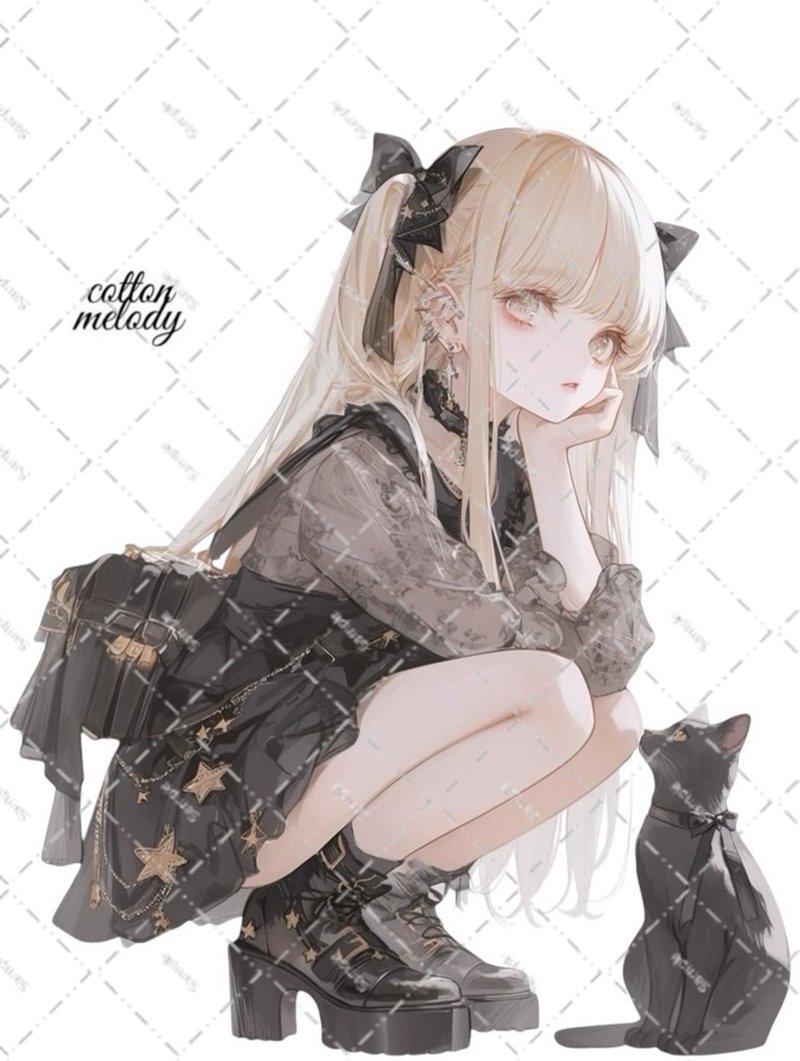 original sticker no.6377 人物ステッカー オリジナルステッカー 人物ステッカー 女の子ステッカー オリジナル人物ステッカー - 貼紙 - 紙 